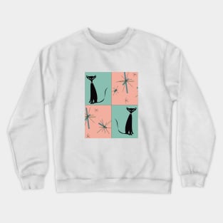 North Star Kitty Cat in Pink and Turquoise Crewneck Sweatshirt